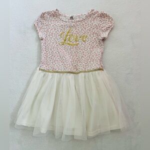Nannette Kids Toddler Girl Dress 4T White A-line Short Sleeves Hearts Love